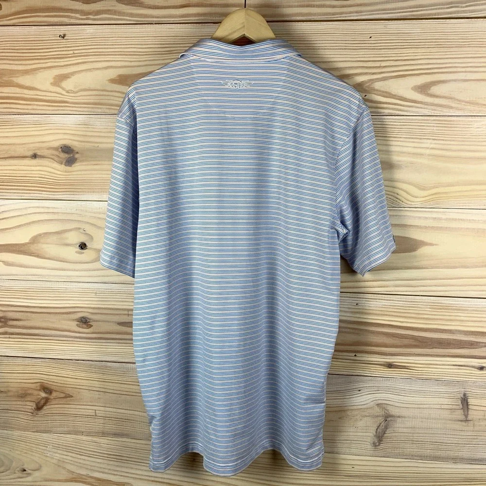 Straight‎ Down Polo Shirt Mens Large Striped Golf Performance Preppy
